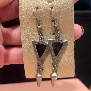 Silver and Black Geometric Earrings